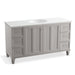 KOHLER K-99523-LG-1WT Damask 60" bathroom vanity cabinet with furniture legs, 2 doors and 6 drawers