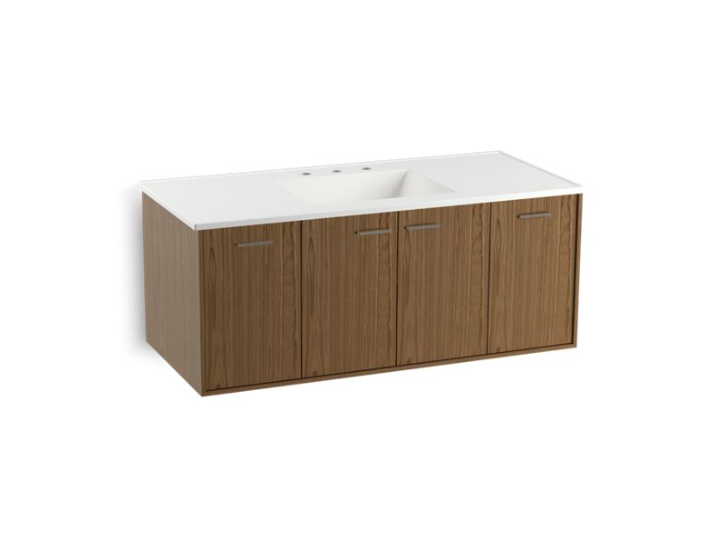 KOHLER K-99544-SD-1WM Jute 48" wall-hung bathroom vanity cabinet with 2 doors and 2 drawers, split top drawer