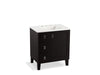 KOHLER K-99530-LGL-1WU Poplin 30" bathroom vanity cabinet with legs, 1 door and 3 drawers on left