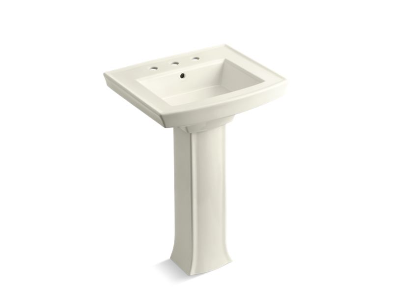 KOHLER 2359-8 Archer Pedestal bathroom sink with 8" widespread faucet holes