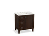 KOHLER K-99530-LGL-1WB Poplin 30" bathroom vanity cabinet with legs, 1 door and 3 drawers on left