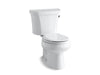 KOHLER 3997-TR-0 Wellworth Two-Piece Round-Front 1.28 Gpf Toilet With Right-Hand Trip Lever And Tank Cover Locks in White