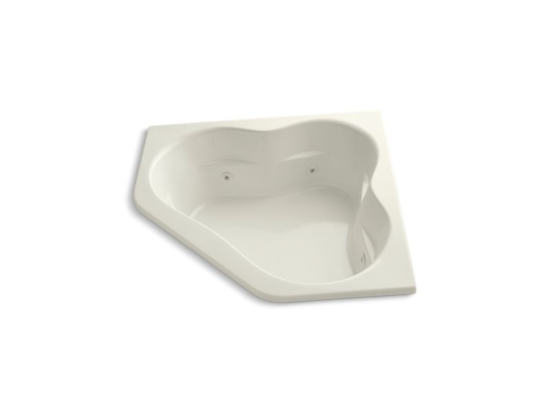 KOHLER K-1160-H-96 Tercet 60" x 60" drop-in whirlpool with center drain and heater