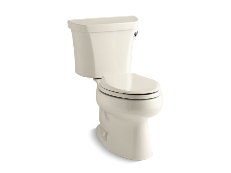 KOHLER 3998-RA-47 Wellworth Two-Piece Elongated 1.28 Gpf Toilet With Right-Hand Trip Lever in Almond