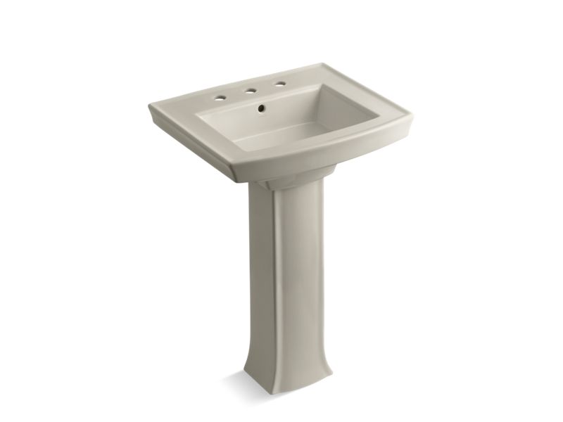 KOHLER 2359-8 Archer Pedestal bathroom sink with 8" widespread faucet holes