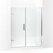 KOHLER 27616-10L-SHP Composed 57-1/4"–58" W X 71-1/2" H Frameless Pivot Shower Door With 3/8" Crystal Clear Glass And Back-To-Back Vertical Door Pulls in Bright Polished Silver