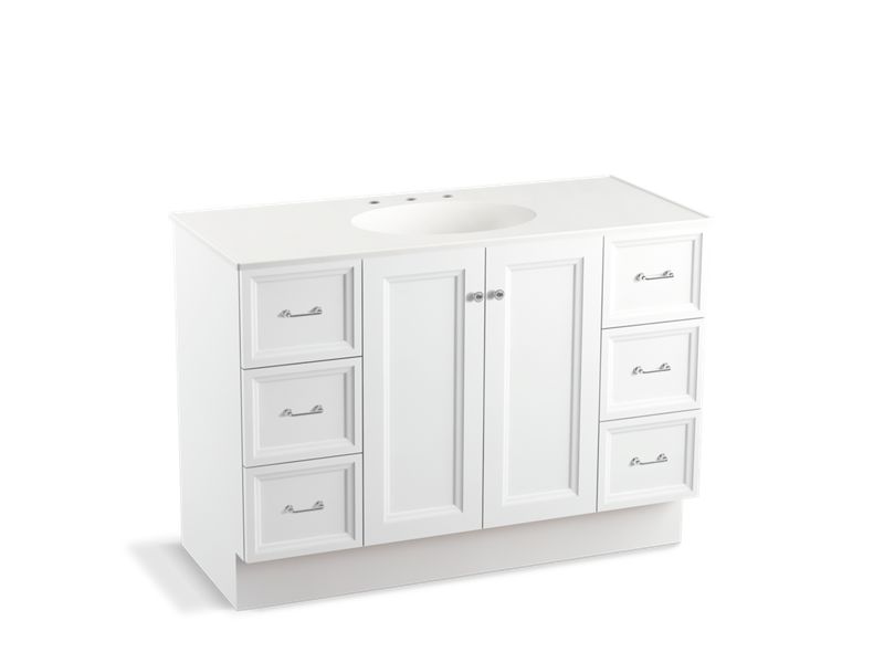 KOHLER K-99522-TK-1WA Damask 48" bathroom vanity cabinet with toe kick, 2 doors and 6 drawers
