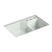 KOHLER K-6411-3 Indio 33" x 21-1/8" x 9-3/4" Smart Divide undermount double-bowl large/small workstation kitchen sink...