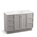 KOHLER K-99522-TKSD-1WT Damask 48" bathroom vanity cabinet with toe kick, 2 doors and 6 drawers, split top drawers
