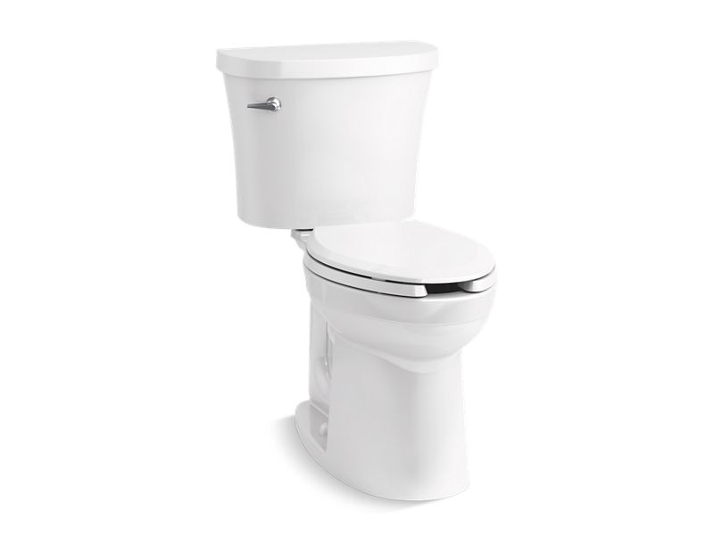 KOHLER 25077-SS-0 Kingston Comfort Height Two-Piece Elongated 1.28 Gpf Chair Height Toilet With Antimicrobial Finish in White