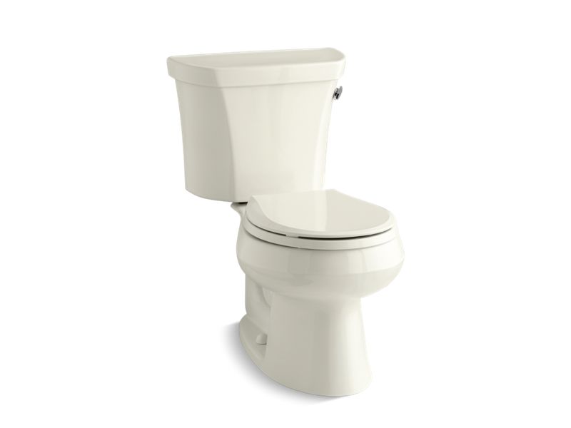 KOHLER 3997-RZ-96 Wellworth Two-Piece Round-Front 1.28 Gpf Toilet With Right-Hand Trip Lever, Tank Cover Locks, And Insulated Tank in Biscuit
