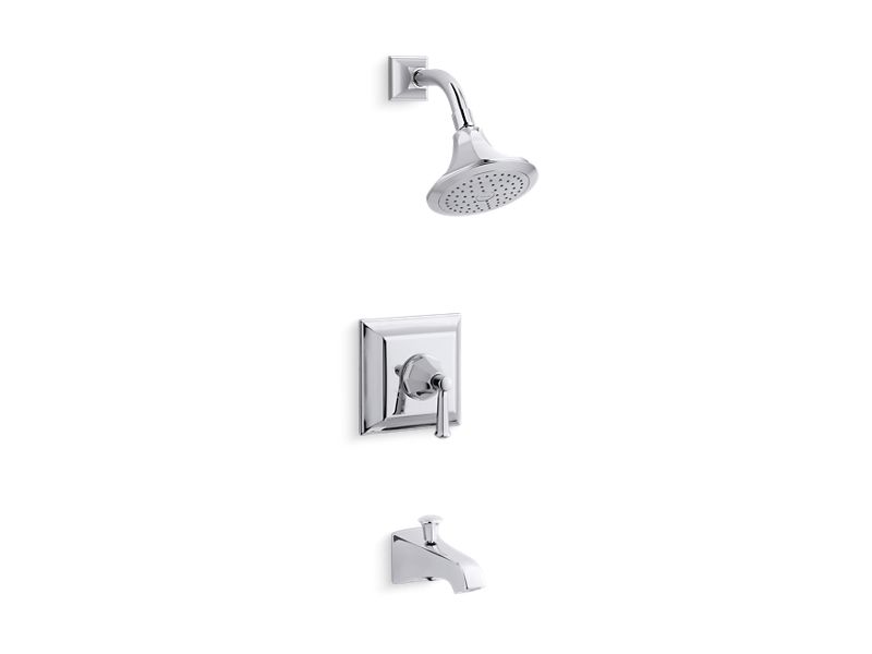 KOHLER TS461-4S-CP Memoirs Stately Rite-Temp Bath And Shower Valve Trim With Lever Handle, Spout And 2.5 Gpm Showerhead in Polished Chrome