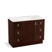 KOHLER K-99562-TK-1WG Poplin 42" bathroom vanity cabinet with toe kick, 1 door and 6 drawers