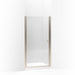 KOHLER 702408-L-ABV Fluence Pivot Shower Door, 65-1/2" H X 33-3/4 - 35-1/4" W, With 1/4" Thick Crystal Clear Glass in Anodized Brushed Bronze