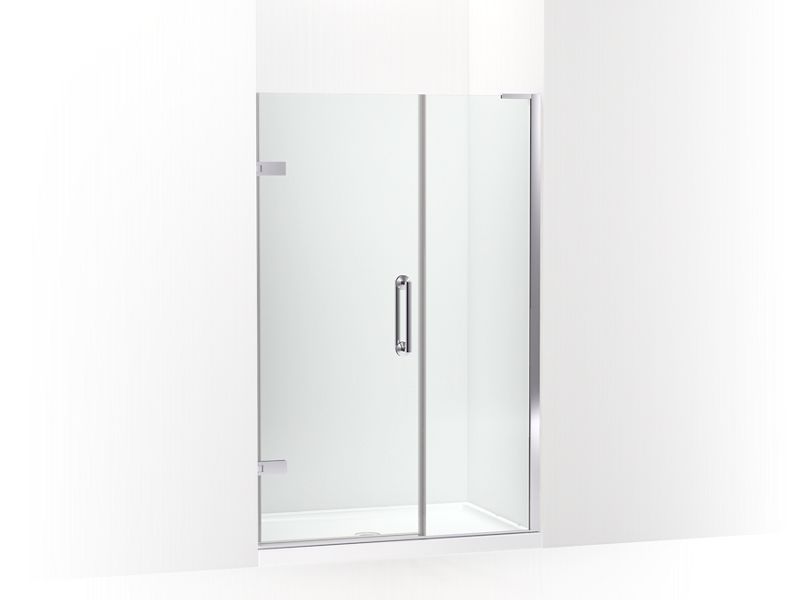 KOHLER 27607-10L-SHP Components 71-1/2" X 46-3/4" Frameless Pivot Shower Door With 3/8" Crystal Clear Glass And Back-To-Back Vertical Door Pulls in Bright Polished Silver