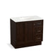 KOHLER K-99520-TKR-1WB Damask 36" bathroom vanity cabinet with toe kick, 1 door and 3 drawers on right