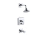 KOHLER T13133-4B-CP Pinstripe Rite-Temp(R) Pressure-Balancing Bath And Shower Faucet Trim With Lever Handle, Valve Not Included in Polished Chrome
