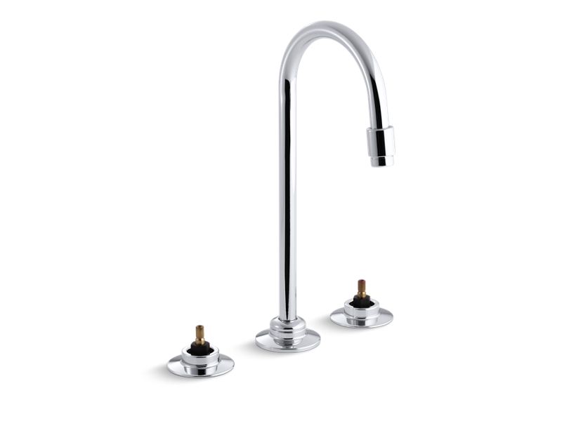 KOHLER 7304-K-CP Triton Widespread Commercial Bathroom Sink Faucet With Flexible Connections And Gooseneck Spout, Requires Handles in Polished Chrome