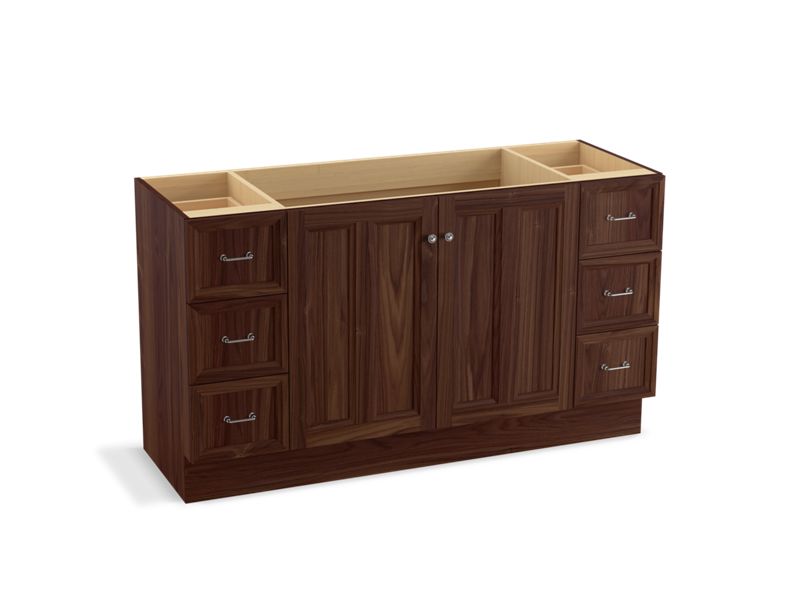 KOHLER K-99523-TK-1WE Damask 60" bathroom vanity cabinet with toe kick, 2 doors and 6 drawers