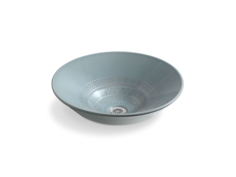 KOHLER 14223-SR1-K7 Caravan Nepal Conical Bell Vessel Bathroom Sink in Translucent Blue Glaze