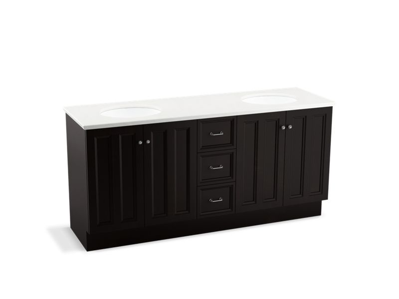 KOHLER K-99525-TK-1WU Damask 72" bathroom vanity cabinet with toe kick, 4 doors and 3 drawers
