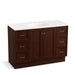 KOHLER K-99522-TK-1WG Damask 48" bathroom vanity cabinet with toe kick, 2 doors and 6 drawers