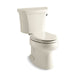 KOHLER 3998-RZ-47 Wellworth Two-Piece Elongated 1.28 Gpf Toilet With Right-Hand Trip Lever, Tank Cover Locks, And Insulated Tank in Almond
