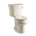 KOHLER 3947-RZ-47 Wellworth Two-Piece Round-Front 1.28 Gpf Toilet With Right-Hand Trip Lever, Tank Cover Locks, Insulated Tank And 14" Rough-In in Almond