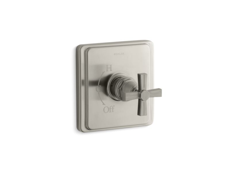 KOHLER TS13135-3B-BN Pinstripe Rite-Temp(R) Valve Trim With Cross Handle in Vibrant Brushed Nickel