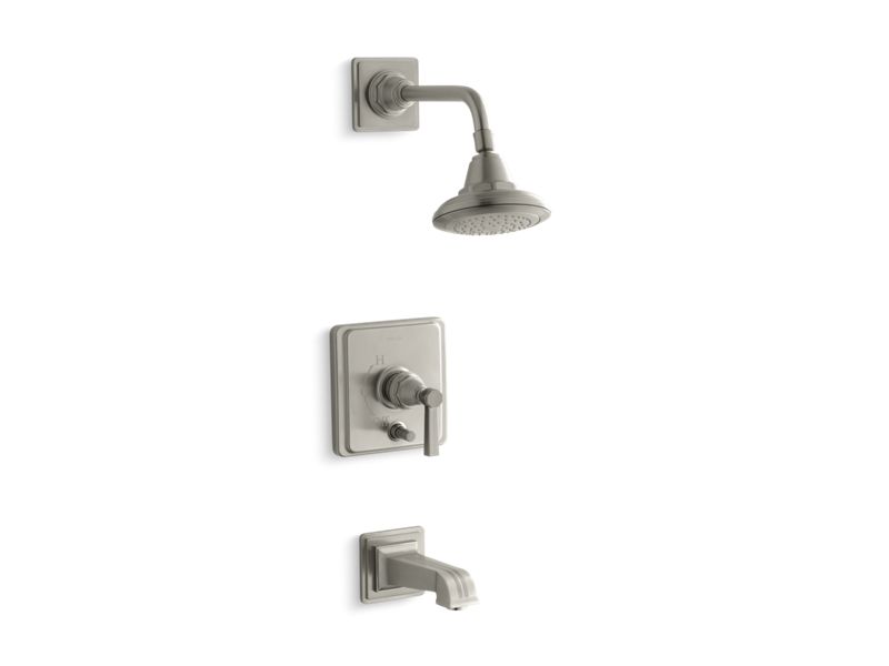 KOHLER T13133-4B-BN Pinstripe Rite-Temp(R) Pressure-Balancing Bath And Shower Faucet Trim With Lever Handle, Valve Not Included in Vibrant Brushed Nickel