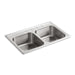 KOHLER 3346-4-NA Toccata 33" X 22" X 8-3/16" Top-Mount Double-Equal Bowl Kitchen Sink With 4 Faucet Holes