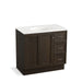 KOHLER K-99520-TKR-1WC Damask 36" bathroom vanity cabinet with toe kick, 1 door and 3 drawers on right