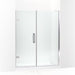 KOHLER 27617-10L-SHP Components 57-1/4"–58" W X 71-1/2" H Frameless Pivot Shower Door With 3/8" Crystal Clear Glass And Back-To-Back Vertical Door Pulls in Bright Polished Silver