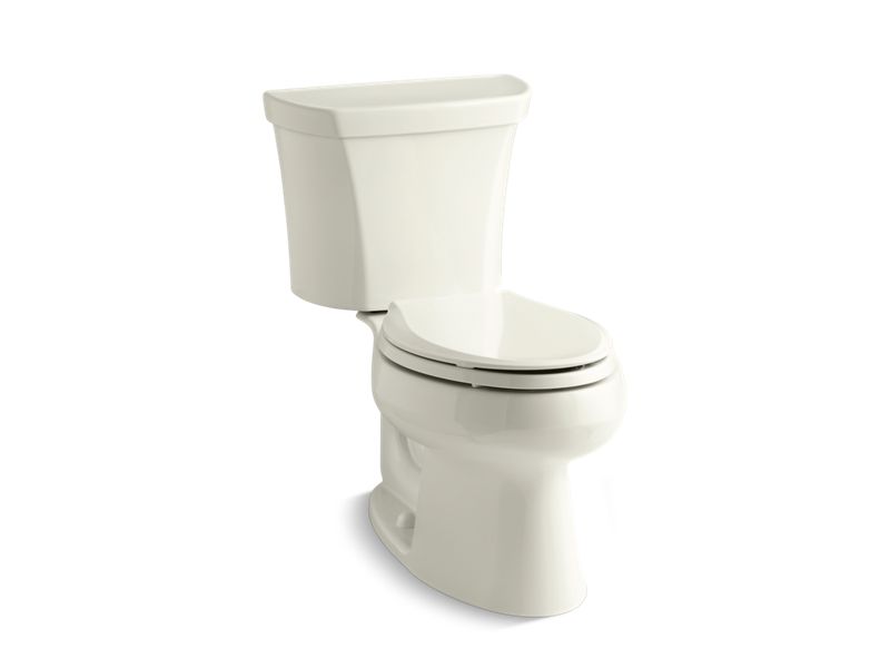 KOHLER 3988-RA-96 Wellworth Two-Piece Elongated Dual-Flush Toilet With Right-Hand Trip Lever in Biscuit