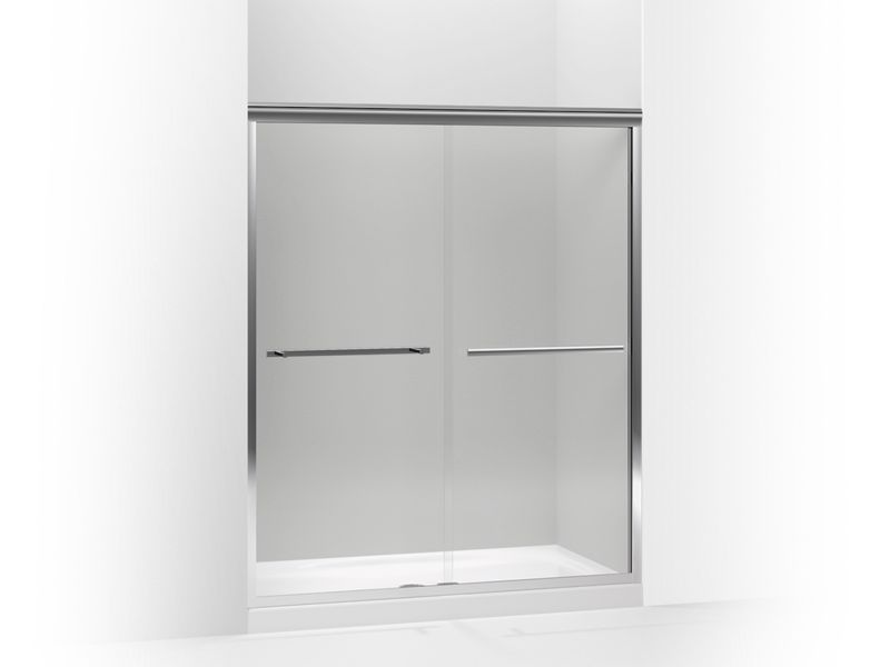 KOHLER 709064-L-SHP Gradient Sliding Shower Door, 70-1/16" H X 59-5/8" W, With 1/4" Thick Crystal Clear Glass in Bright Polished Silver
