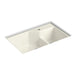 KOHLER K-6411-1 Indio 33" x 21-1/8" x 9-3/4" Smart Divide undermount large/small double-bowl workstation kitchen sink with single faucet hole