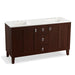 KOHLER K-99537-LGSD-1WG Poplin 60" bathroom vanity cabinet with legs, 2 doors and 3 drawers, split top drawer