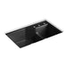 KOHLER K-6411-3 Indio 33" x 21-1/8" x 9-3/4" Smart Divide undermount double-bowl large/small workstation kitchen sink with three-hole faucet holes