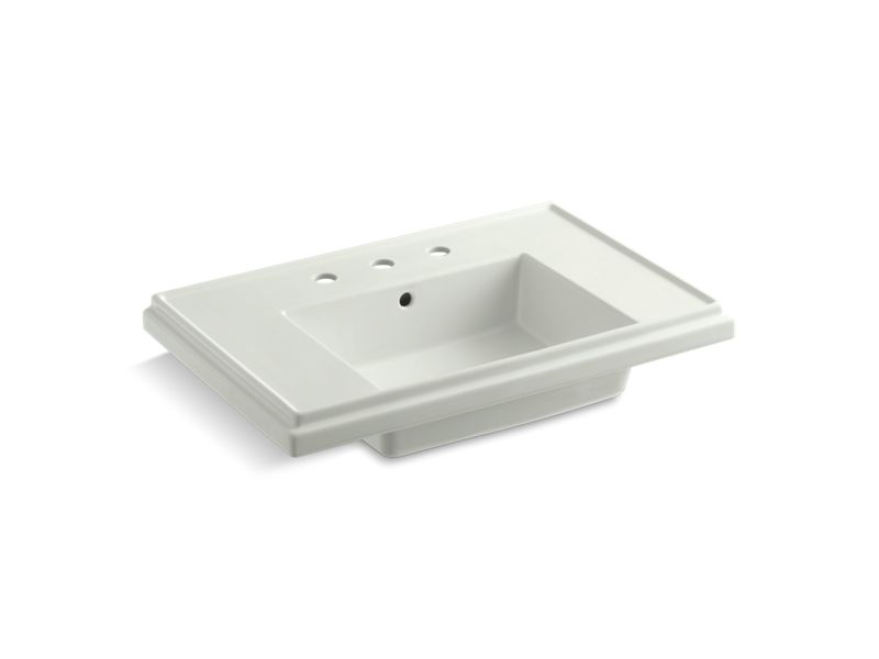 KOHLER K-2758-8-NY Tresham 30" pedestal bathroom sink basin with 8" widespread faucet holes