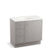 KOHLER K-99507-TKL-1WT Jacquard 36" bathroom vanity cabinet with toe kick, 1 door and 3 drawers on left