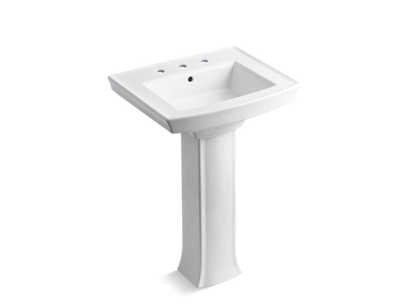 KOHLER 2359-8 Archer Pedestal bathroom sink with 8" widespread faucet holes