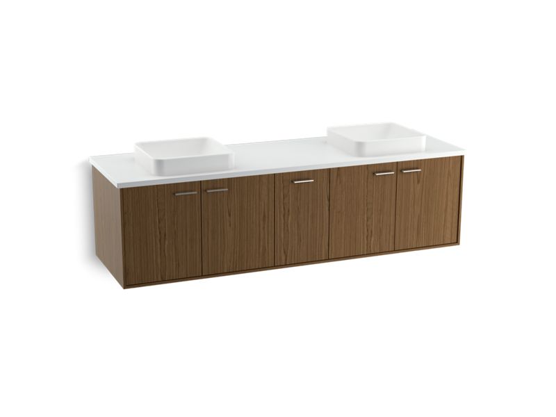 KOHLER K-99550-SD-1WM Jute 72" wall-hung bathroom vanity cabinet with 4 doors and 1 split drawer