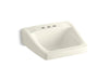 KOHLER 1729-96 Chesapeake 20" X 18-1/4" Wall-Mount/Concealed Arm Carrier Arm Bathroom Sink With 4" Centerset Faucet Holes in Biscuit