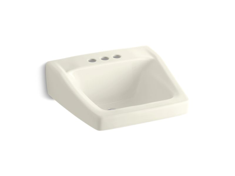 KOHLER 1729-96 Chesapeake 20" X 18-1/4" Wall-Mount/Concealed Arm Carrier Arm Bathroom Sink With 4" Centerset Faucet Holes in Biscuit