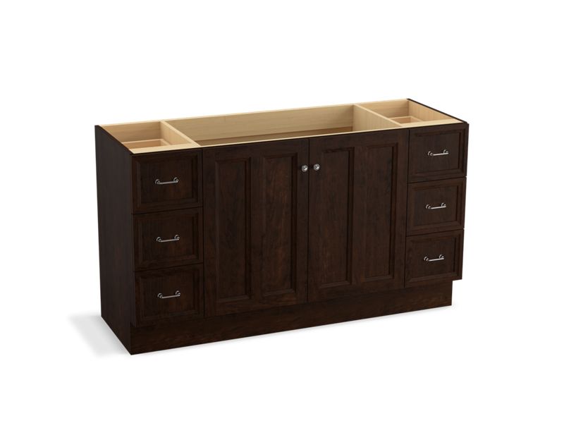 KOHLER K-99523-TK-1WB Damask 60" bathroom vanity cabinet with toe kick, 2 doors and 6 drawers