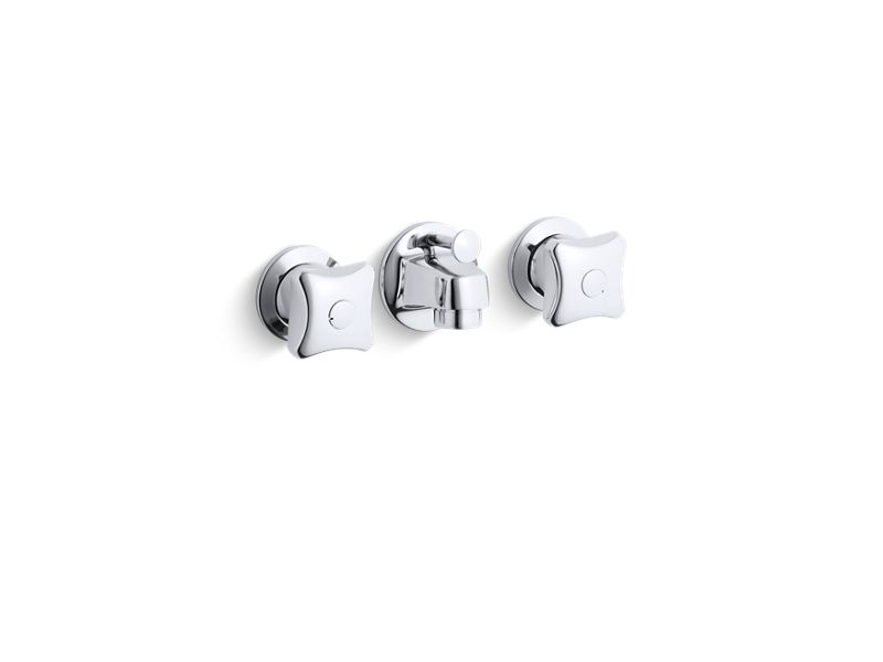 KOHLER 8040-2N-CP Triton 0.5 Gpm Shelf-Back Commercial Bathroom Sink Faucet With Pop-Up Drain And Standard Handles in Polished Chrome