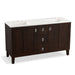 KOHLER K-99537-LGSD-1WB Poplin 60" bathroom vanity cabinet with legs, 2 doors and 3 drawers, split top drawer