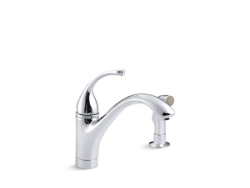 KOHLER 10416-CP Fort?? 2-Hole Kitchen Sink Faucet With 9-1/16" Spout, Matching Finish Sidespray in Polished Chrome