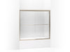KOHLER 702204-L-ABV Fluence Sliding Bath Door, 55-3/4" H X 56-5/8 - 59-5/8" W, With 1/4" Thick Crystal Clear Glass in Anodized Brushed Bronze