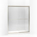 KOHLER 702206-L-MX Fluence Sliding Shower Door, 70-5/16" H X 56-5/8 - 59-5/8" W, With 1/4" Thick Crystal Clear Glass in Matte Nickel